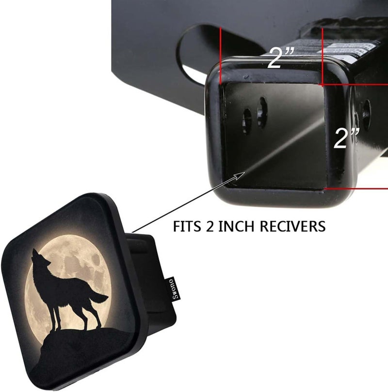 Swono Wolf Trailer Hitch Cover for 2" Receivers, Fantasy Galaxy Full Moon Howling Wolf Rubber Tow Receiver Tube Plug Cap Fits for Any 2"X2" Square Receiver Tube for Sedans Trucks Cars - Image 3